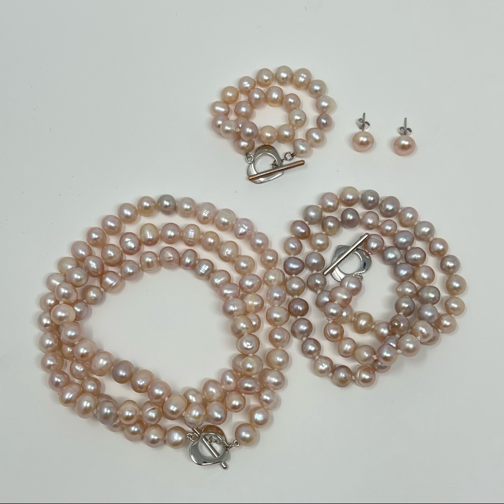 Pink Real Pearl Jewelry Set